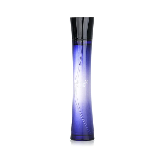 Blue and black perfume bottle on a white background