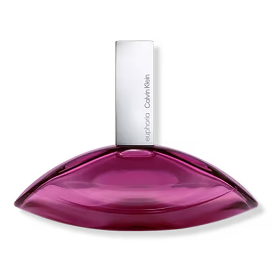 Pink perfume bottle with white cap on a white background
