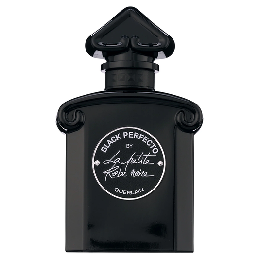 Black perfume bottle with 'Black Perfecto' label on a white background
