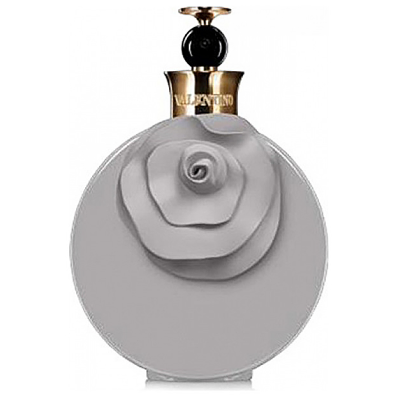 Valentino perfume bottle with floral design on a white background