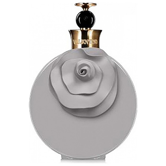 Valentino perfume bottle with floral design on a white background
